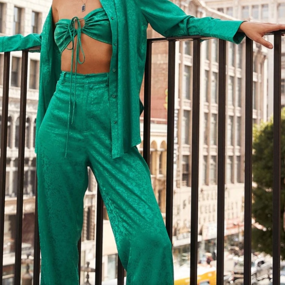 St. Barths Emerald Jacquard Pants - 12th Tribe
